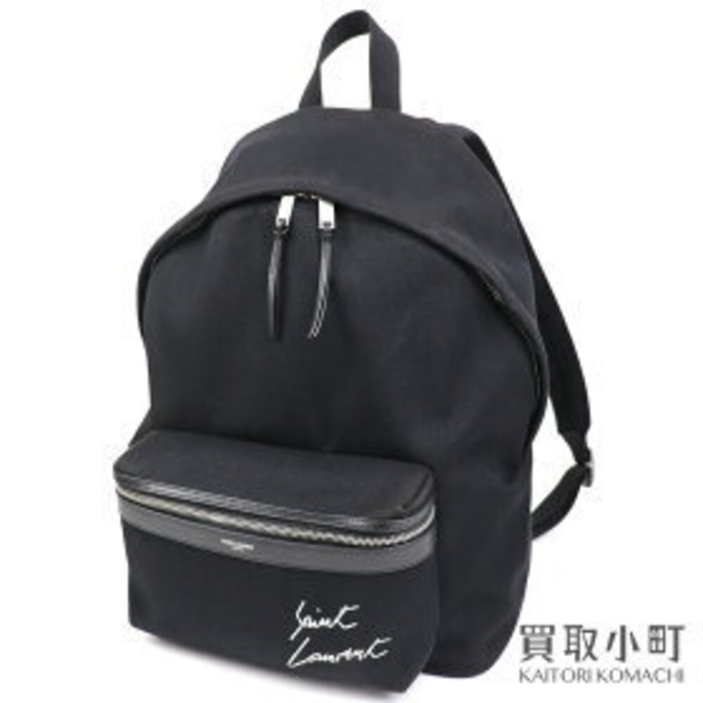 Saint Laurent Paris City Backpack Black Canvas Embroidery